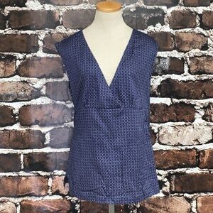 Throttlemen Top Sleeveless Blouse European Floral Blue XL